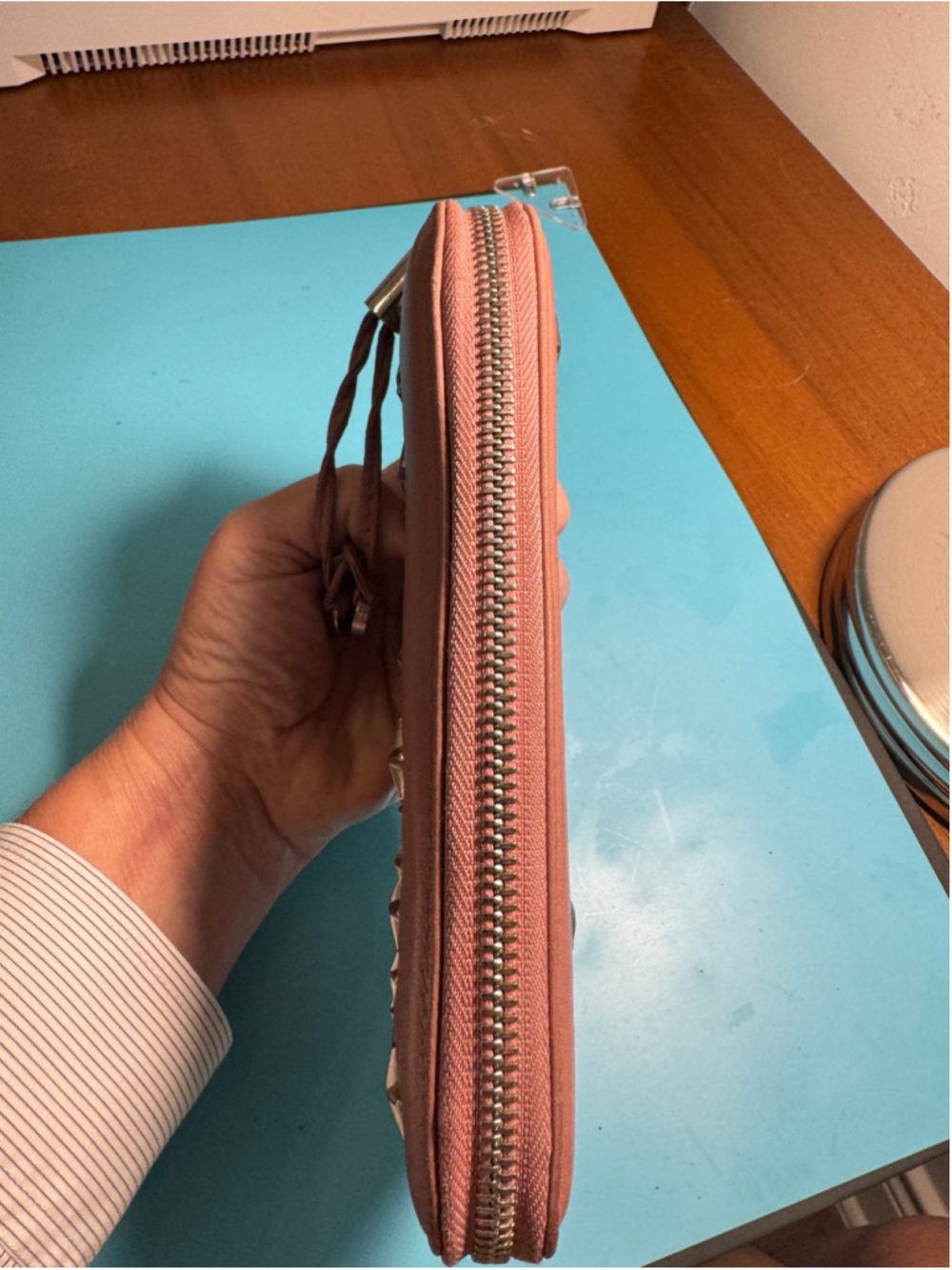 Jimmy Choo Star Studded Leather Long Wallet Pink and Silver - Picture 6 of 9